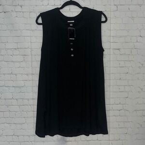✨Avenue Plus Size Black Sleeveless Henley Tunic Top New With Tags Size 18/20‎ 2x